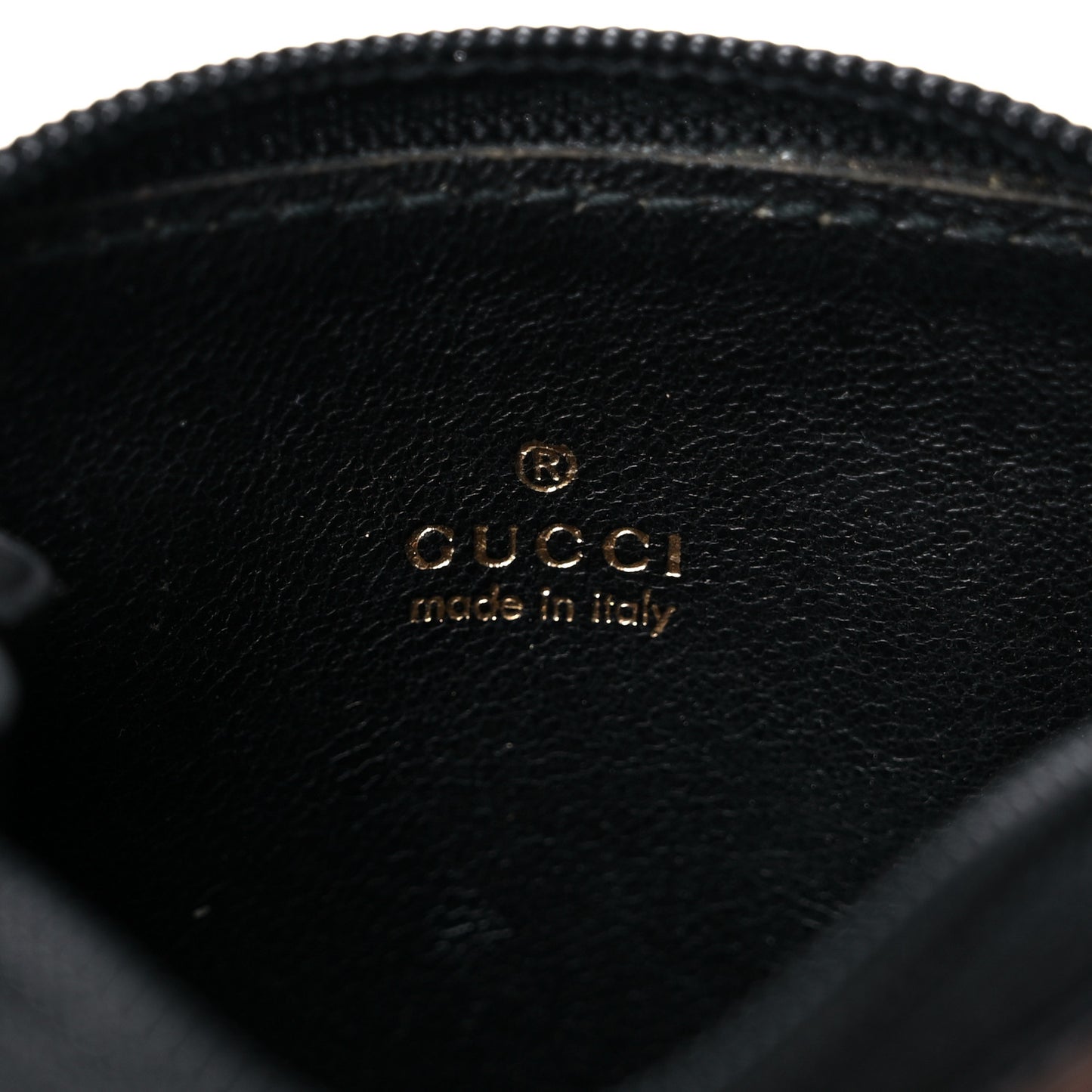 Calfskin Logo Embossed Zip Around Coin Wallet Black