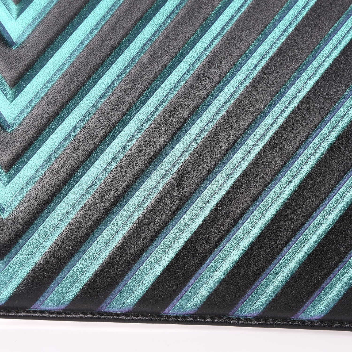 Chanel Calfskin Painted Chevron Embossed Large Boy Zip Pouch Black 10 of 11