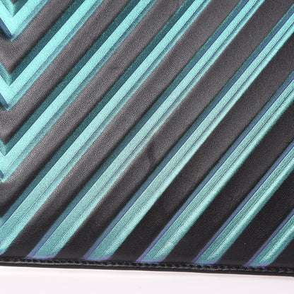 Chanel Calfskin Painted Chevron Embossed Large Boy Zip Pouch Black 10 of 11