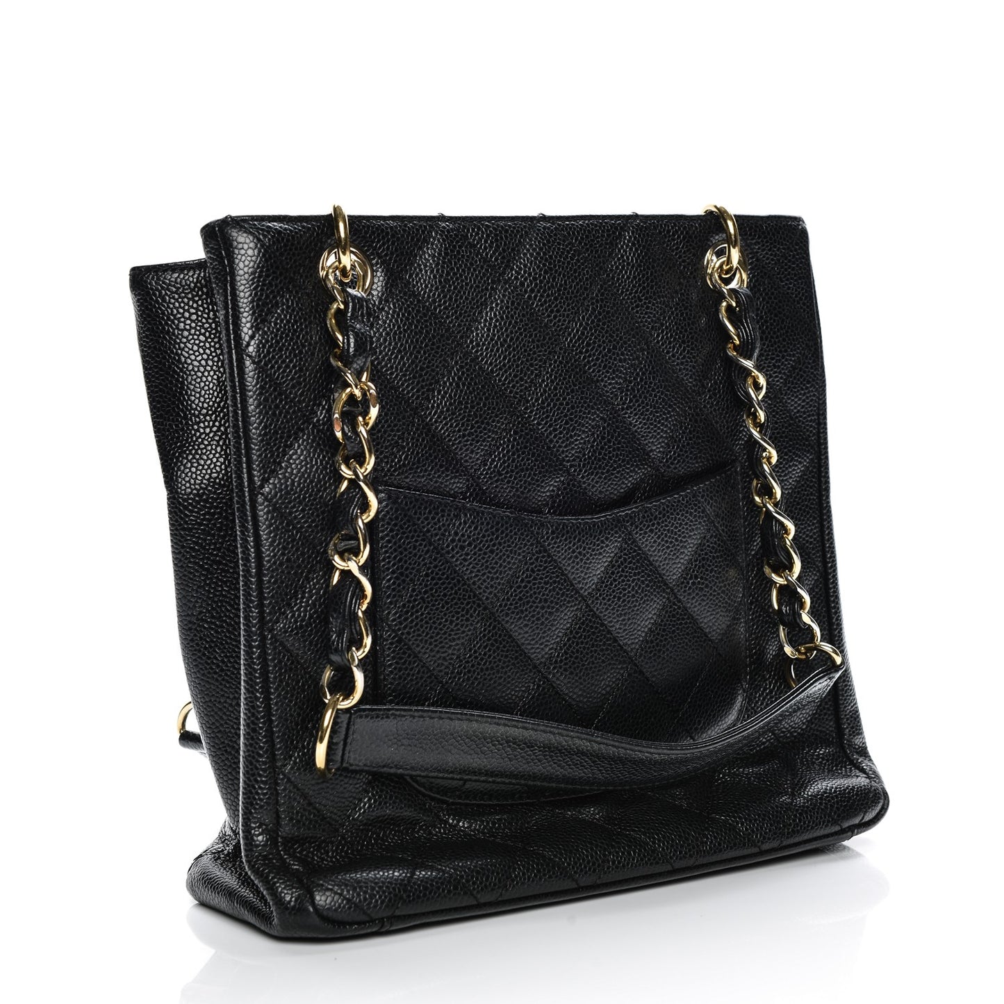 Caviar Quilted Petit Shopping Tote PST Black