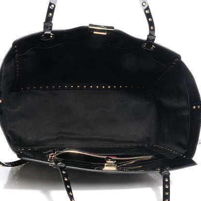 Valentino Garavani Patent Medium Rockstud Tote Black 5 of 9