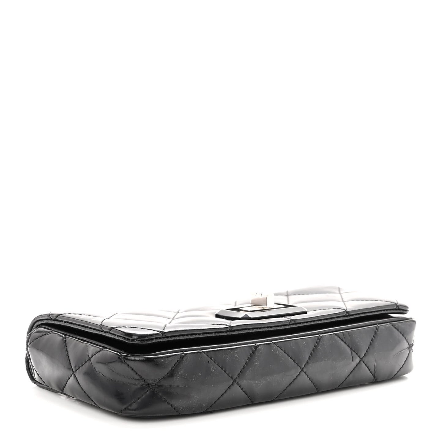 Patent Quilted Mademoiselle East West Flap Black