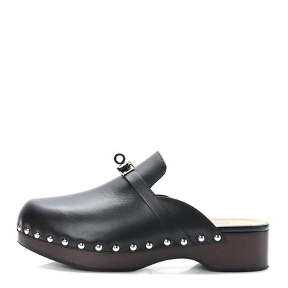 Hermes Calfskin Carlotta Mules 37 Black 1 of 8