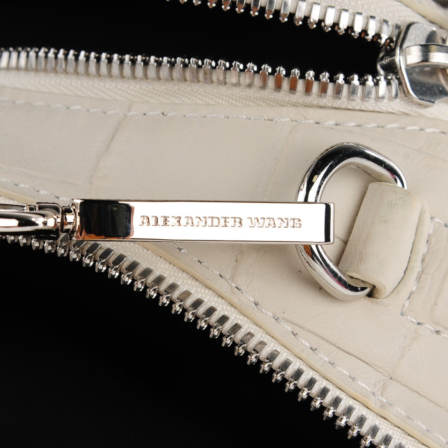 Crocodile Embossed Jamie Chastity Bag White