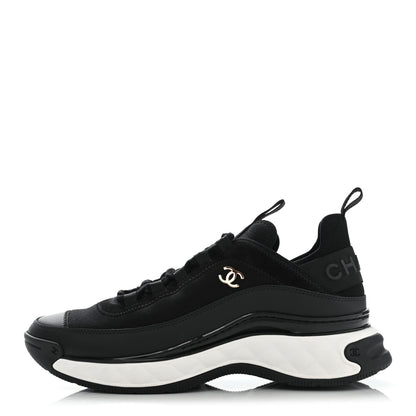 Chanel Velvet Calfskin Mixed Fibers CC Sneakers 38 Black 1 of 9
