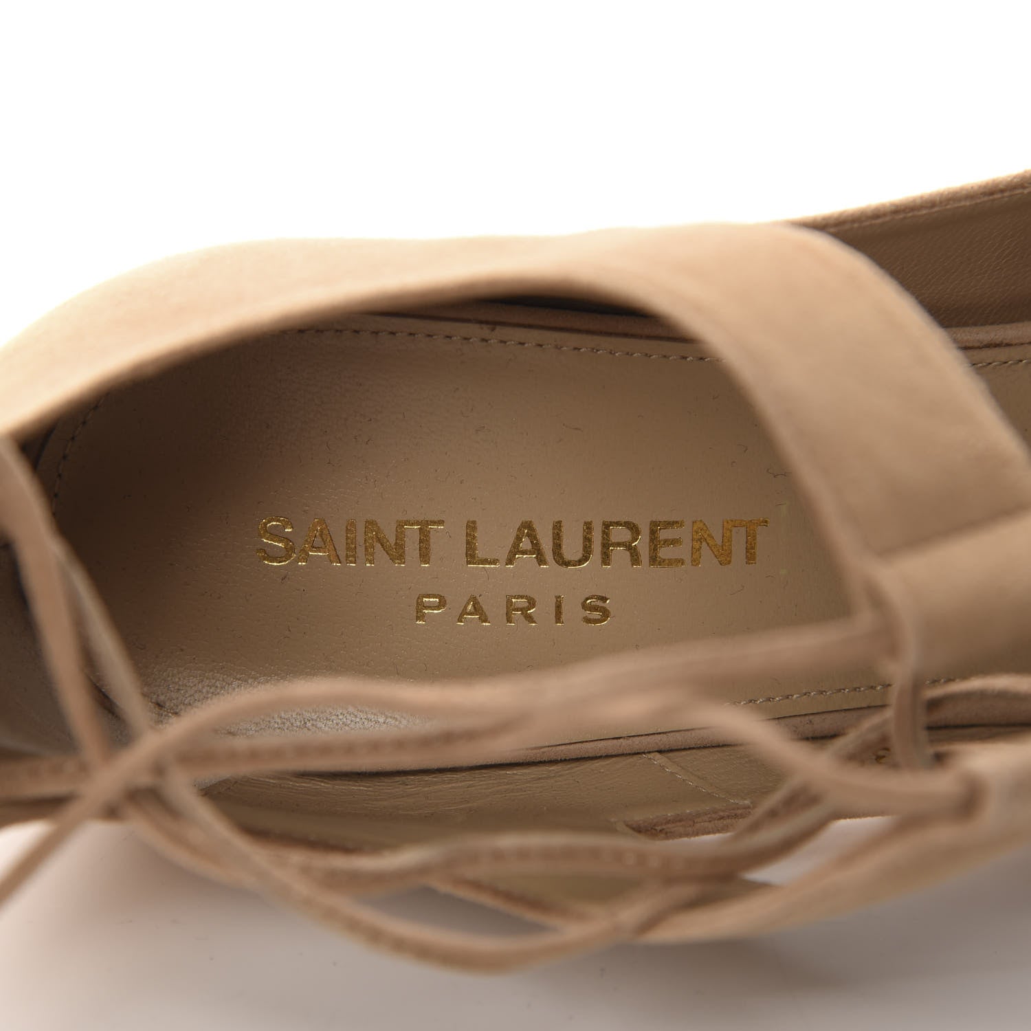 Saint Laurent Suede Lou Tribute 105 Lace Platform Sandals 39 Beige 7 of 9