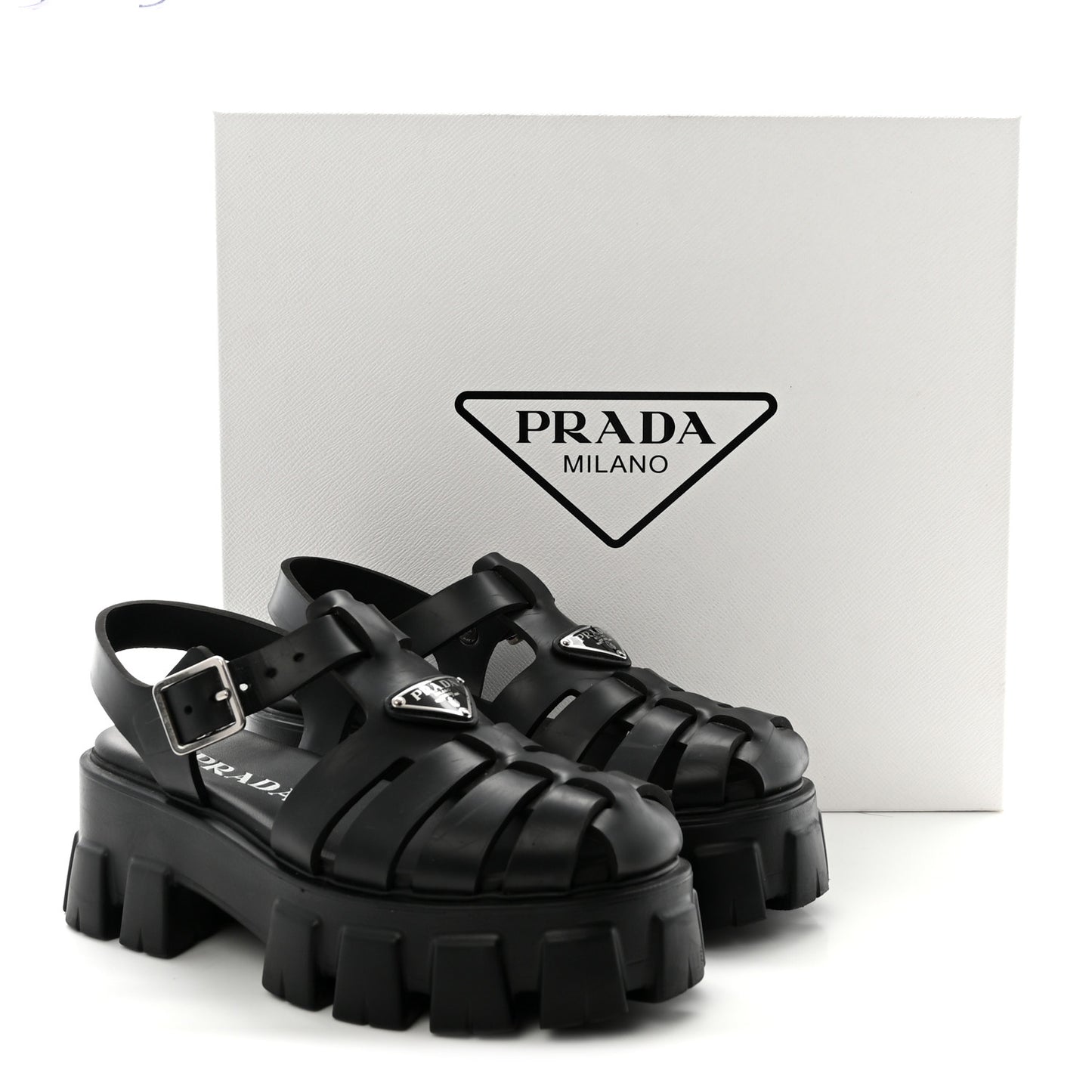 Foam Rubber Triangle Logo Monolith 55mm Cage Sandals 39 Black 36 Black