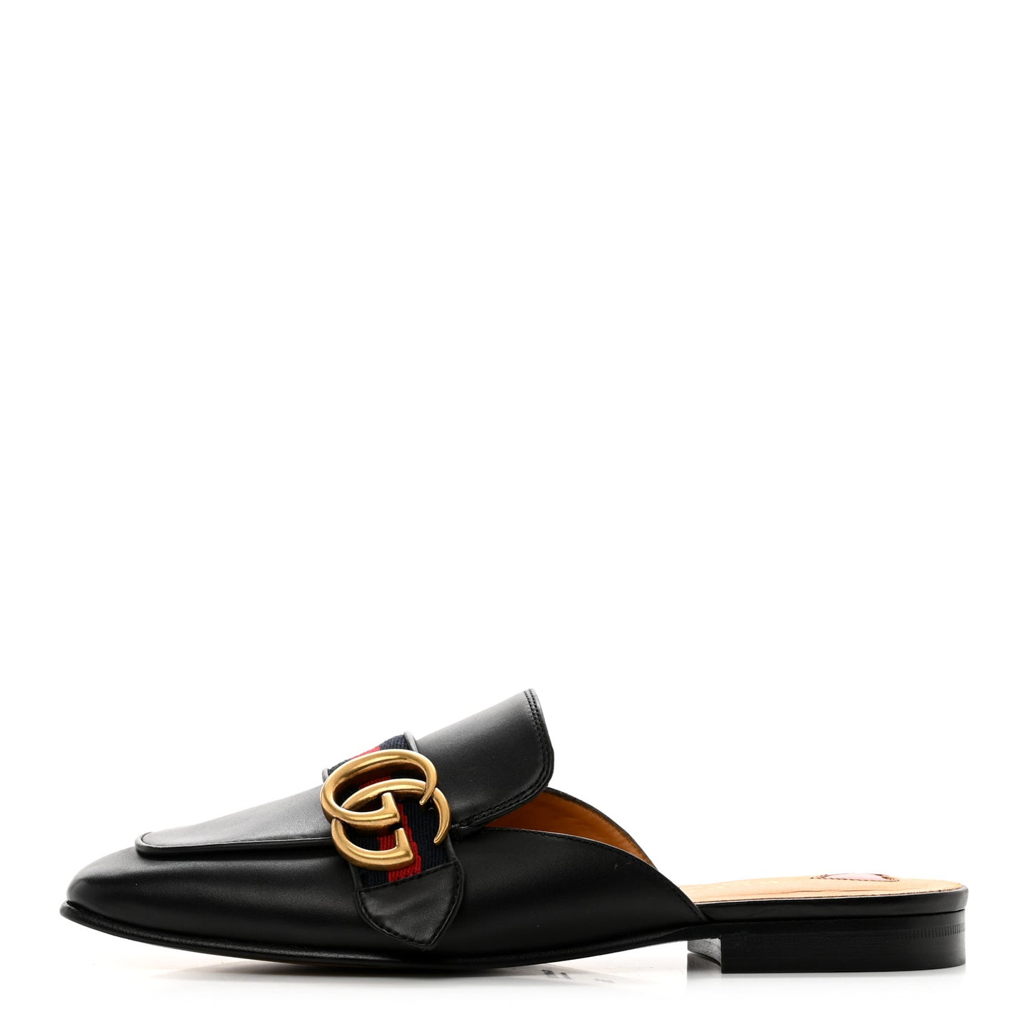 Calfskin Web Womens Peyton GG Slippers 35 Black