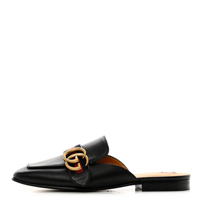 Gucci Calfskin Web Womens Peyton GG Slippers 35 Black 1 of 9