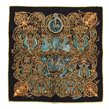 Hermes Silk La Charmante Aux Animaux Pocket Square Scarf 1 of 7