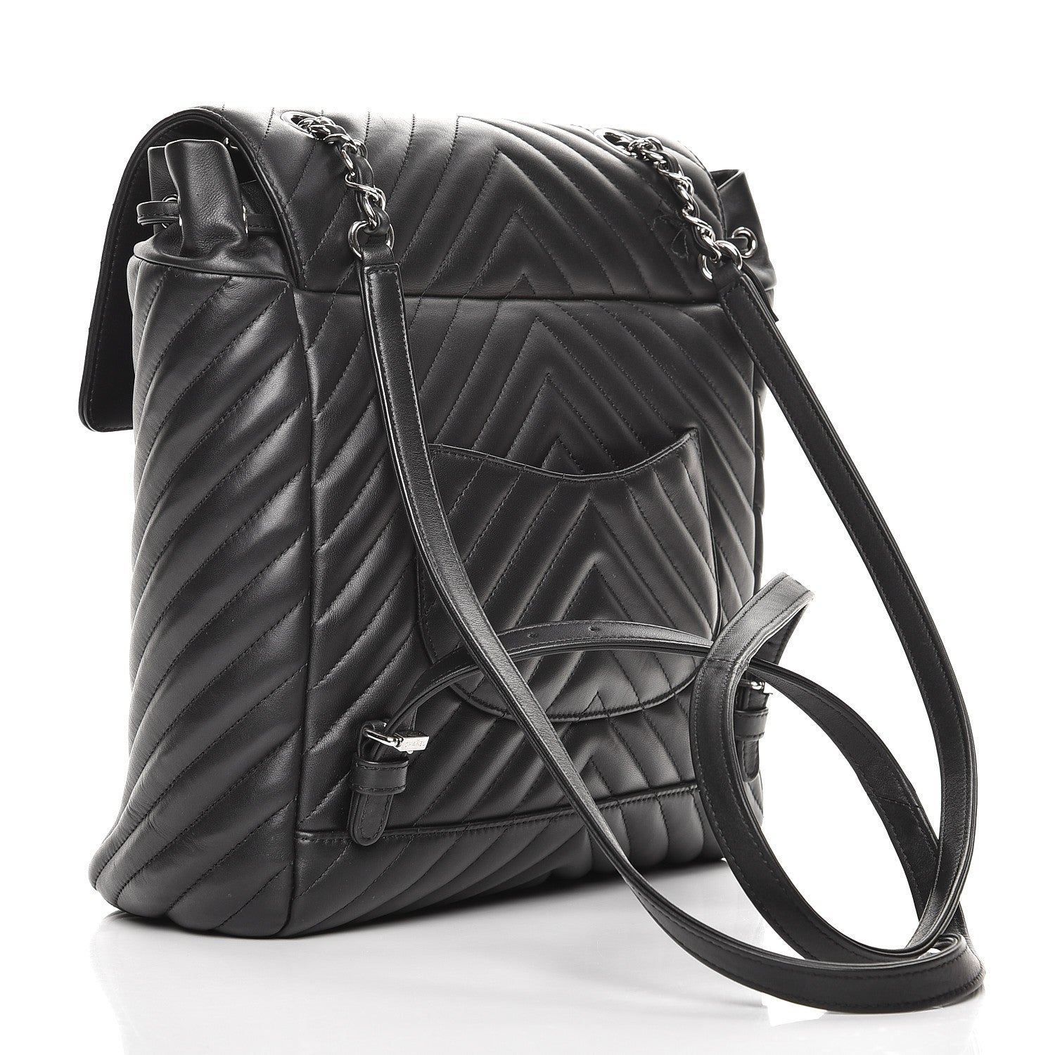 Chanel Calfskin Chevron Quilted Large Urban Spirit Backpack Black 3 of 12