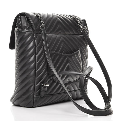 Chanel Calfskin Chevron Quilted Large Urban Spirit Backpack Black 3 of 12
