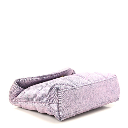 Saint Laurent Denim Quilted Loulou Puffer Monogram Pouch Clutch Bleached Lilac 8 of 10