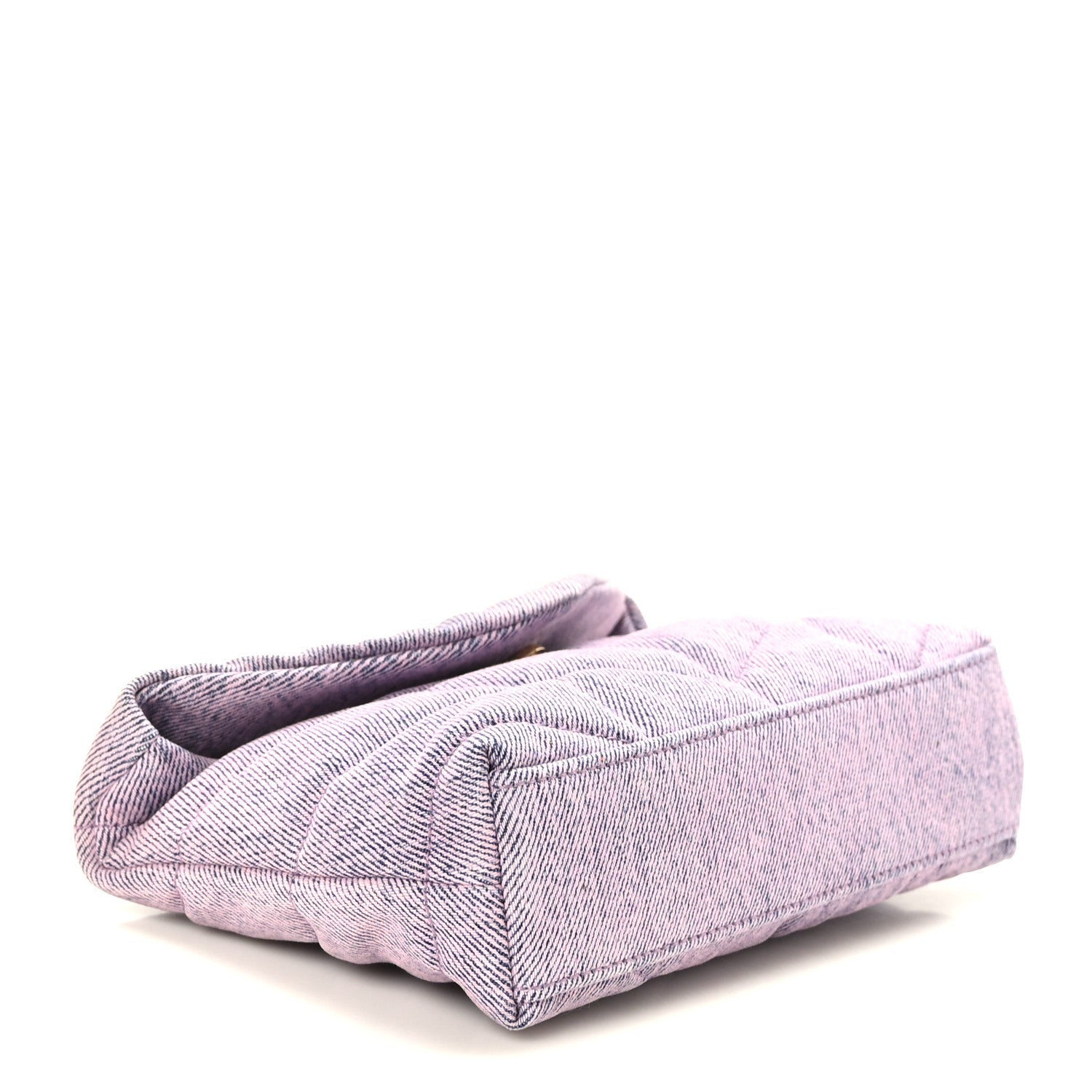 Saint Laurent Denim Quilted Loulou Puffer Monogram Pouch Clutch Bleached Lilac 8 of 10