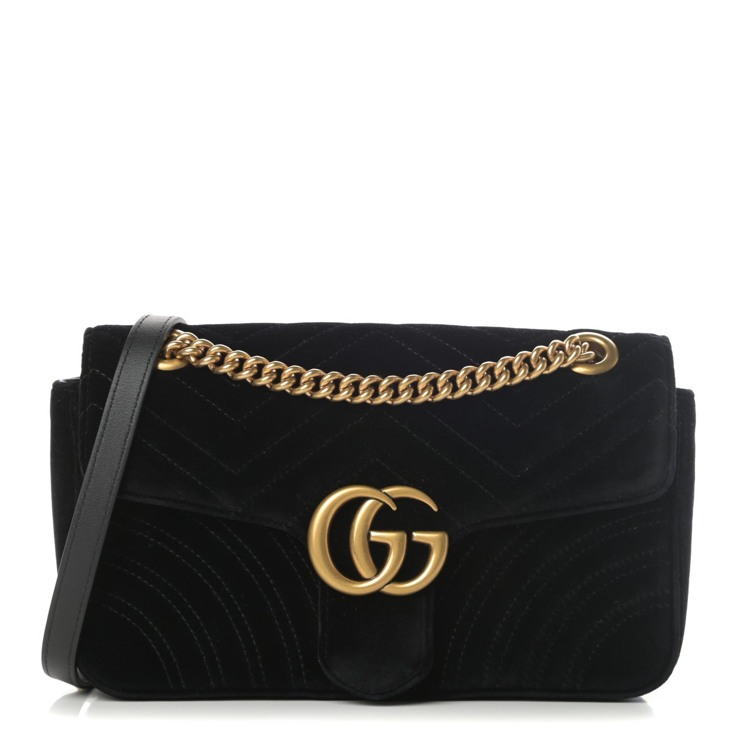 Velvet Matelasse Small GG Marmont Shoulder Bag Black