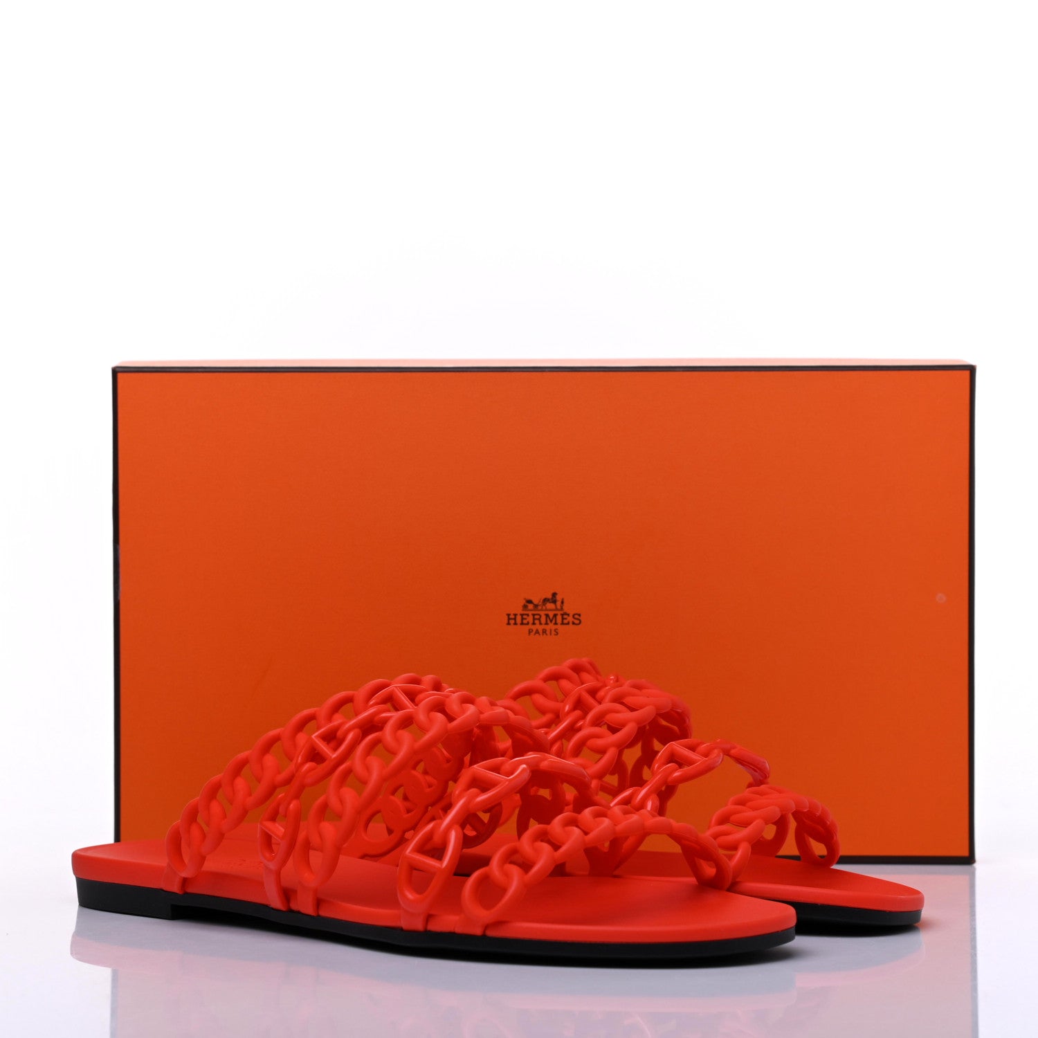 Hermes Rubber Chaine d'Ancre Nude Sandals 38 Pavot 8 of 8