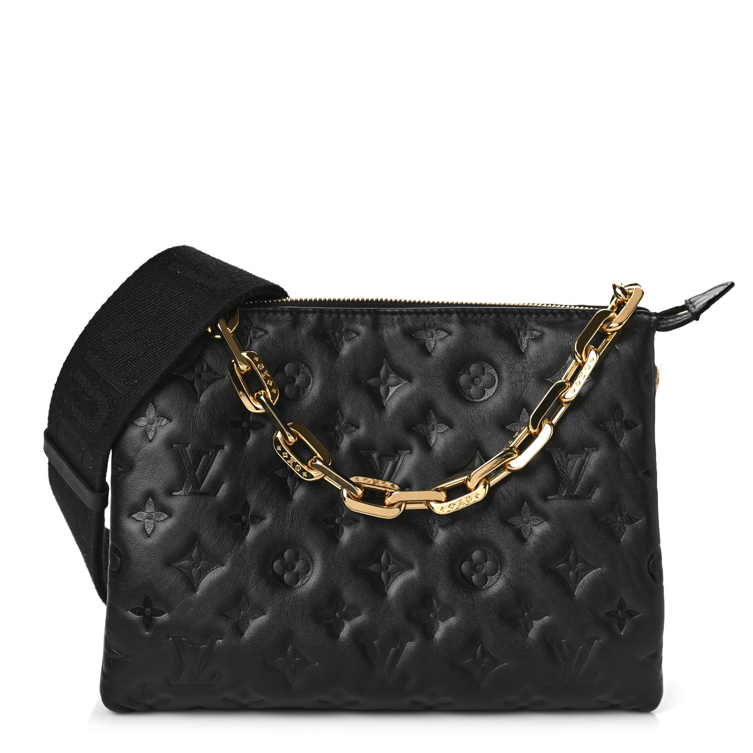 Louis Vuitton Lambskin Embossed Monogram Coussin PM Black 1 of 9