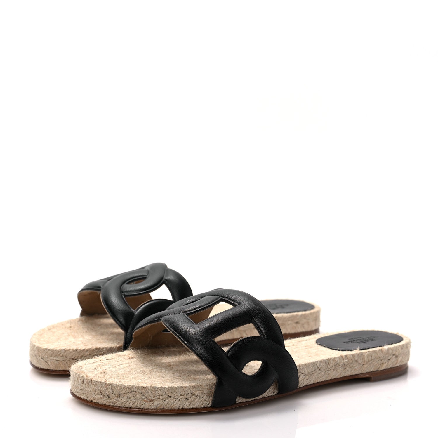 Hermes Nappa Famosa Espadrille Sandals 36 Black 3 of 7