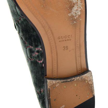 Gucci Velvet Malaga Kid GG Monogram Horsebit Womens Jordaan Loafers 39 Avio Dusty Pink Black 9 of 10
