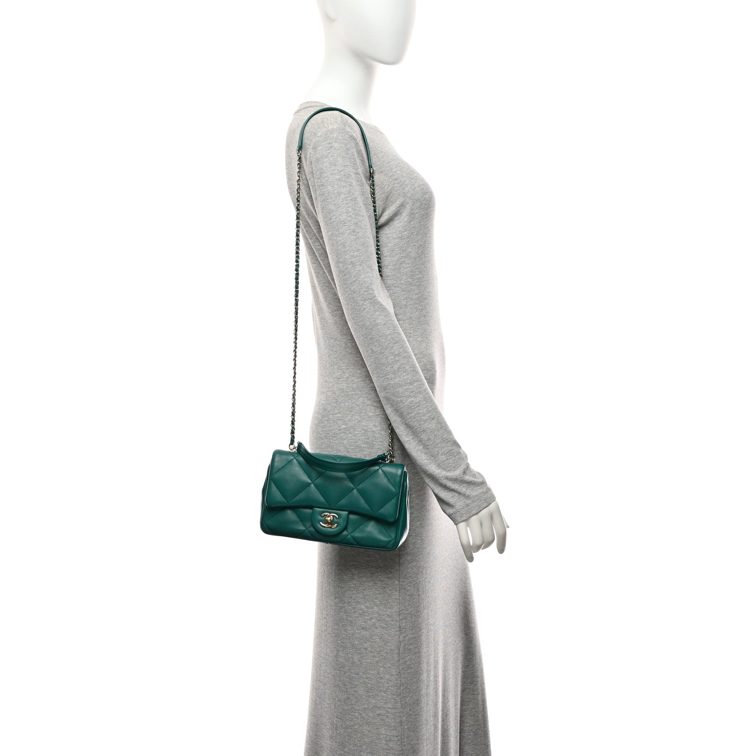 Chanel Lambskin Quilted Small Easy Carry Flap Green 2 of 10