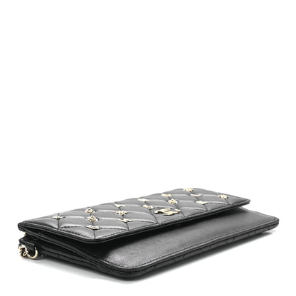 Chanel Lambskin Quilted All About Chanel Charm Wristlet Wallet Black 4 of 13