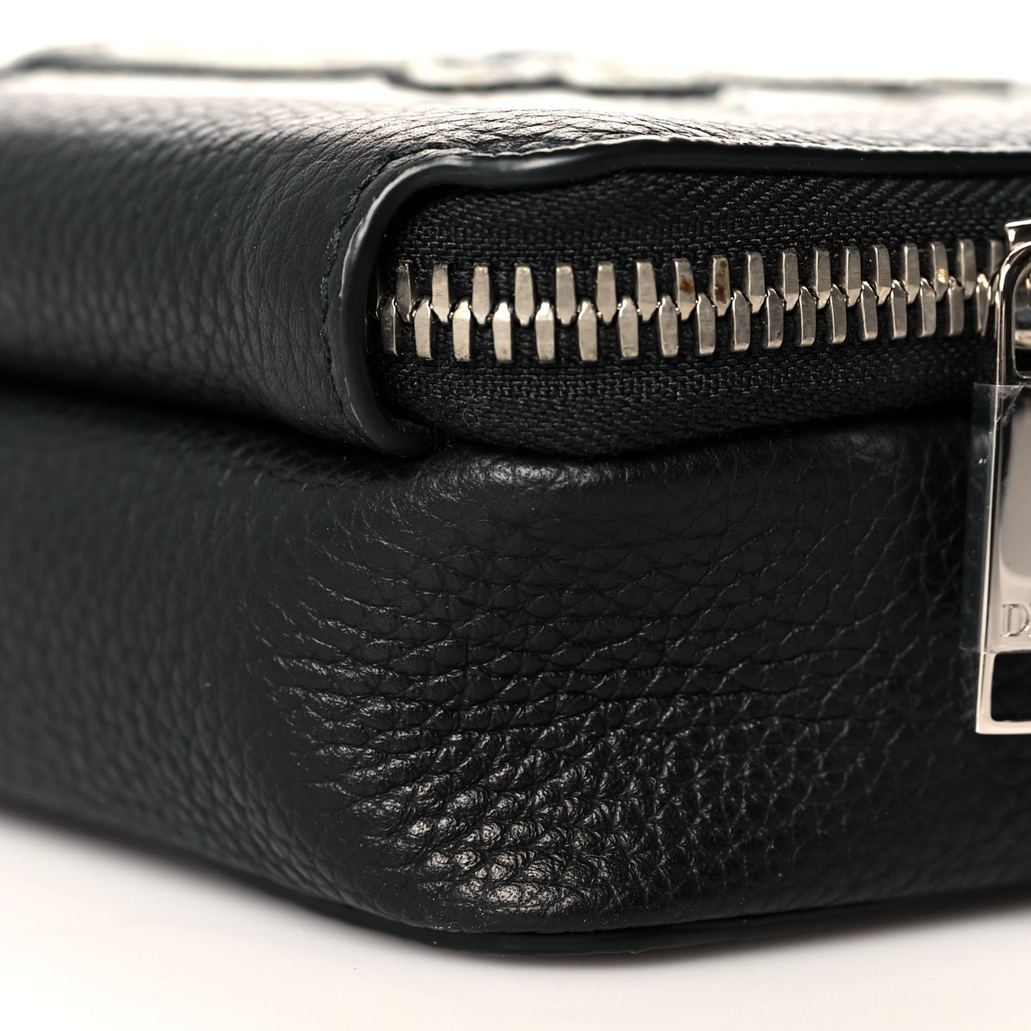 X SHAWN STUSSY Grained Calfskin Double Zip Crossbody Pouch Black
