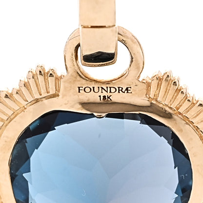 Foundrae 18K Yellow Gold London Blue Topaz Heart Love Medallion Annex Link Pendant 3 of 3