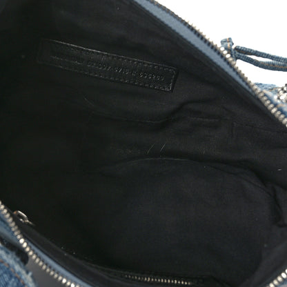 Balenciaga Washed Frayed Denim Crystal Small Le Cagole Shoulder Bag Blue 5 of 9