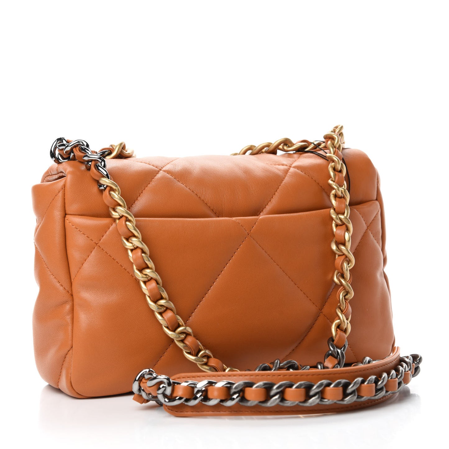 Lambskin Quilted Medium Chanel 19 Flap Light Brown