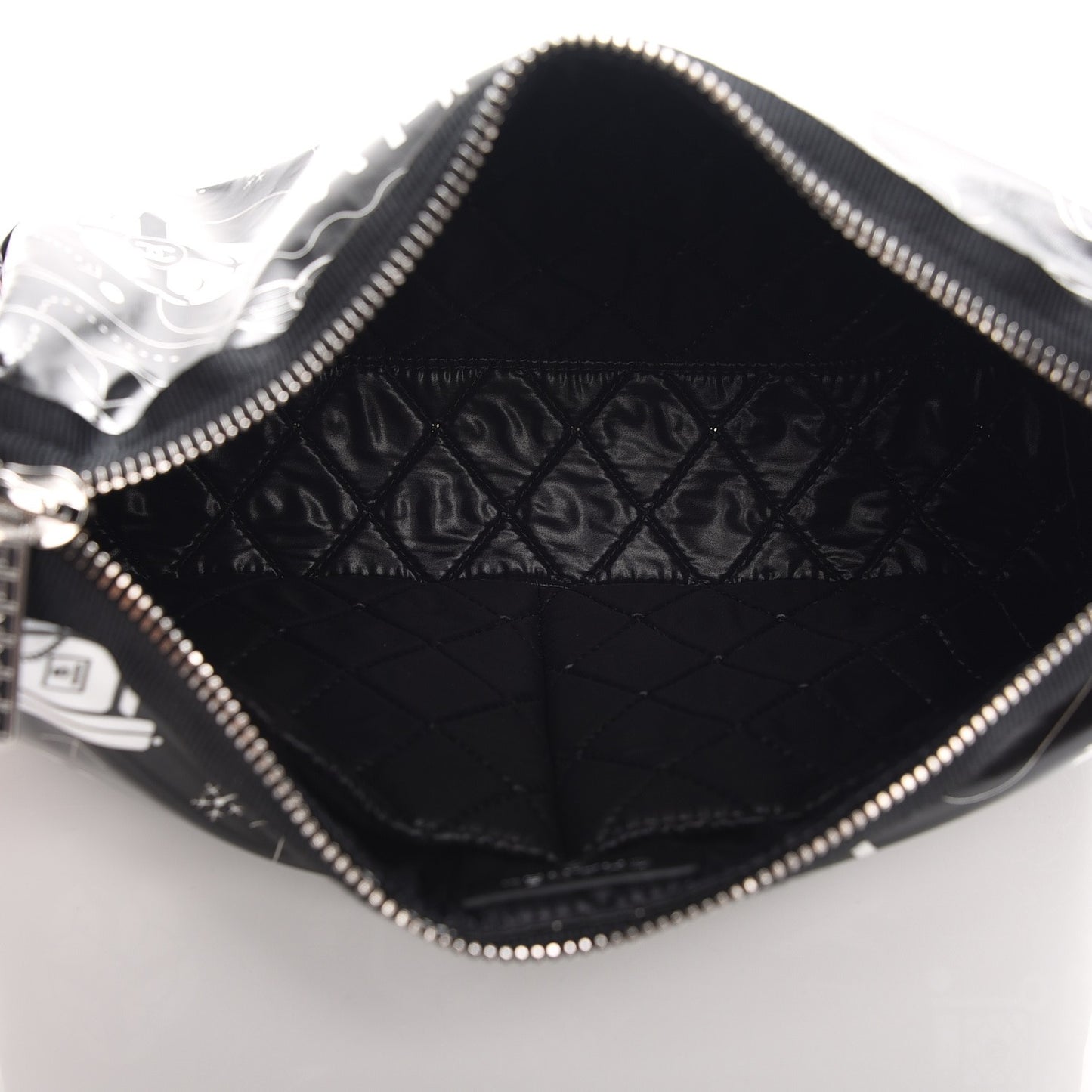 Coated Canvas Airline Cosmetic Pouch Black White