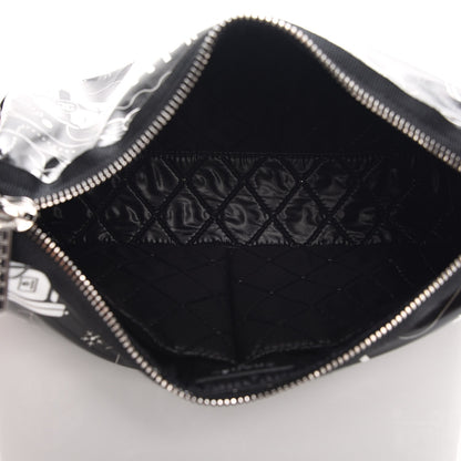 Chanel Coated Canvas Airline Cosmetic Pouch Black White 5 of 8