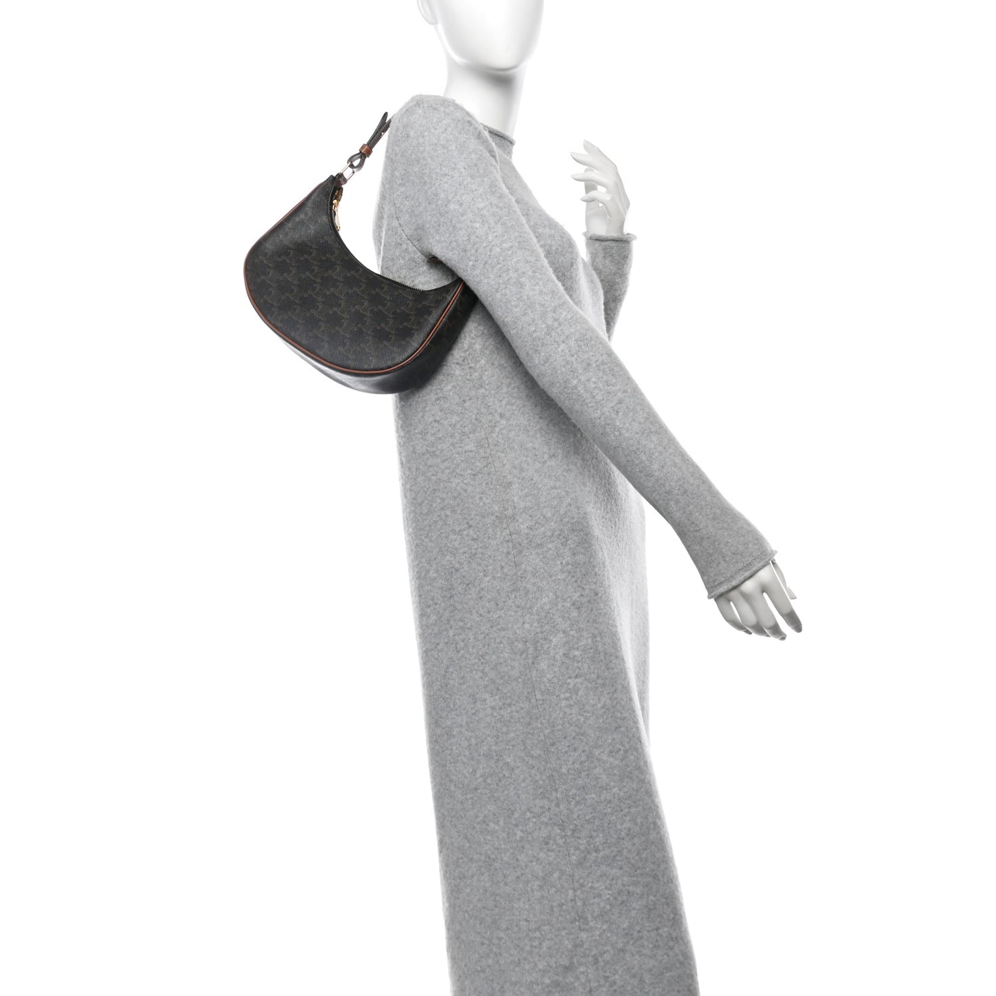 Triomphe Canvas Calfskin Ava Shoulder Bag Tan