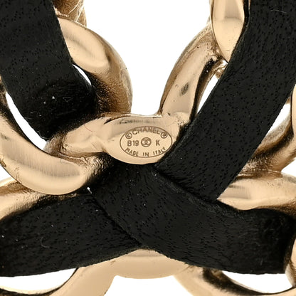 Chanel Lambskin Pearl Chain CC Brooch Gold Black 3 of 4