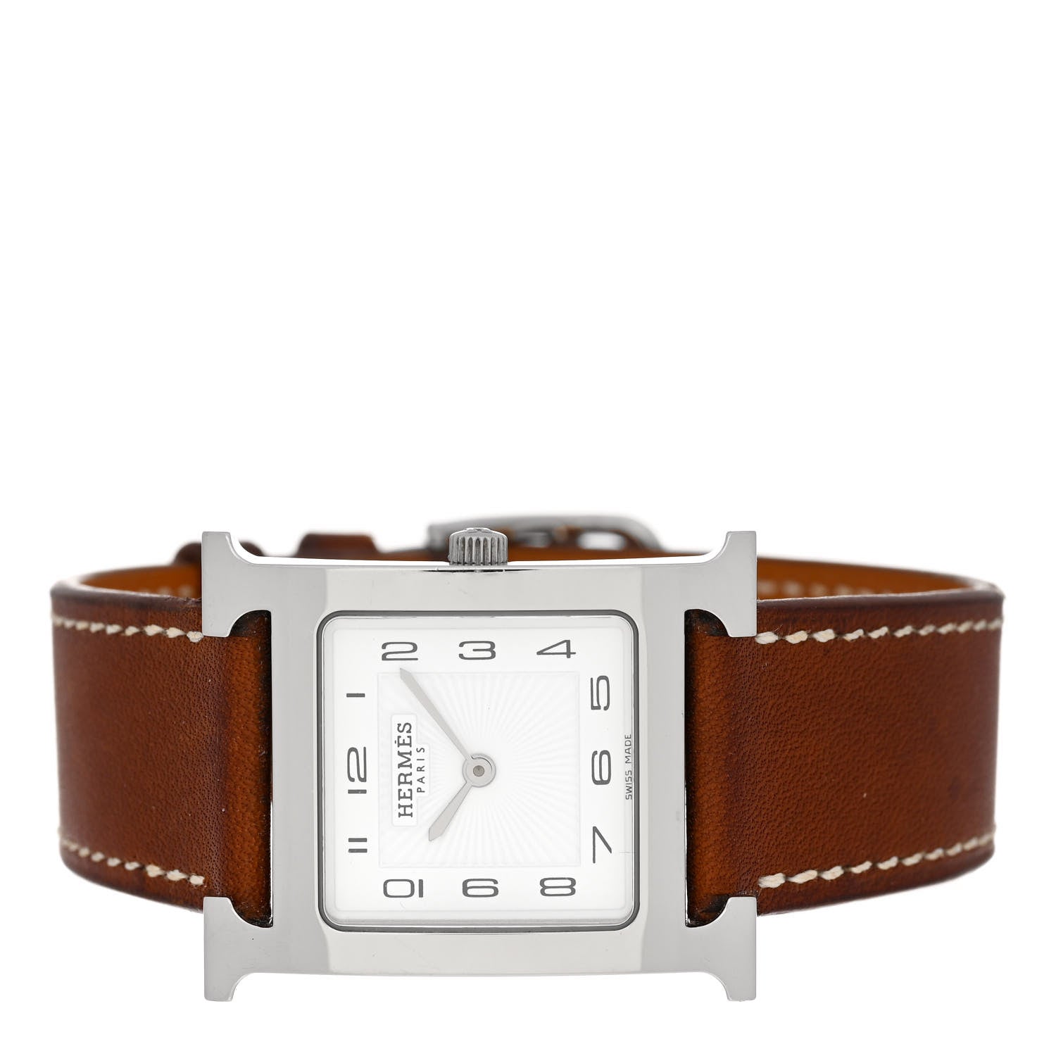 Hermes Stainless Steel Barenia 26mm Heure H Hour Quartz Watch Fauve 2 of 5