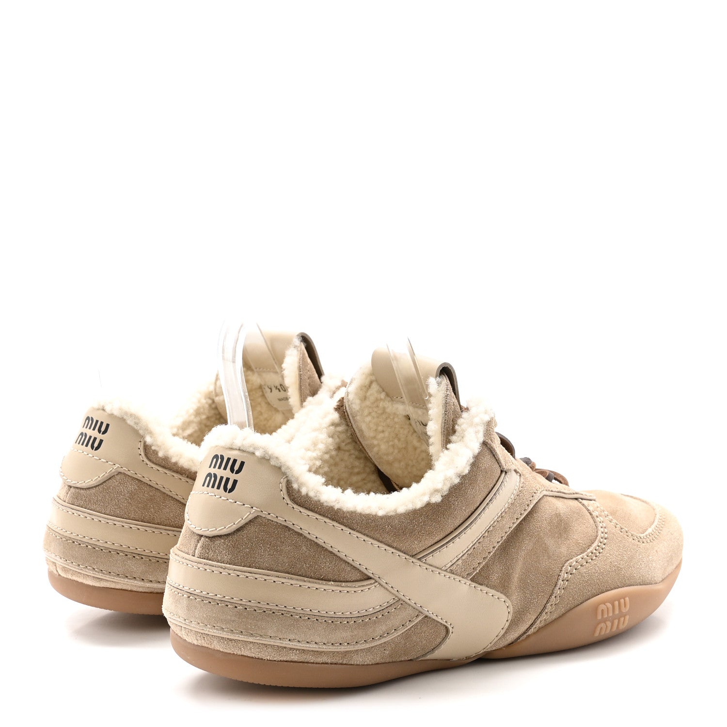Miu Miu Suede Shearling Gymnasium Sneakers 39.5 Deserto 5 of 9
