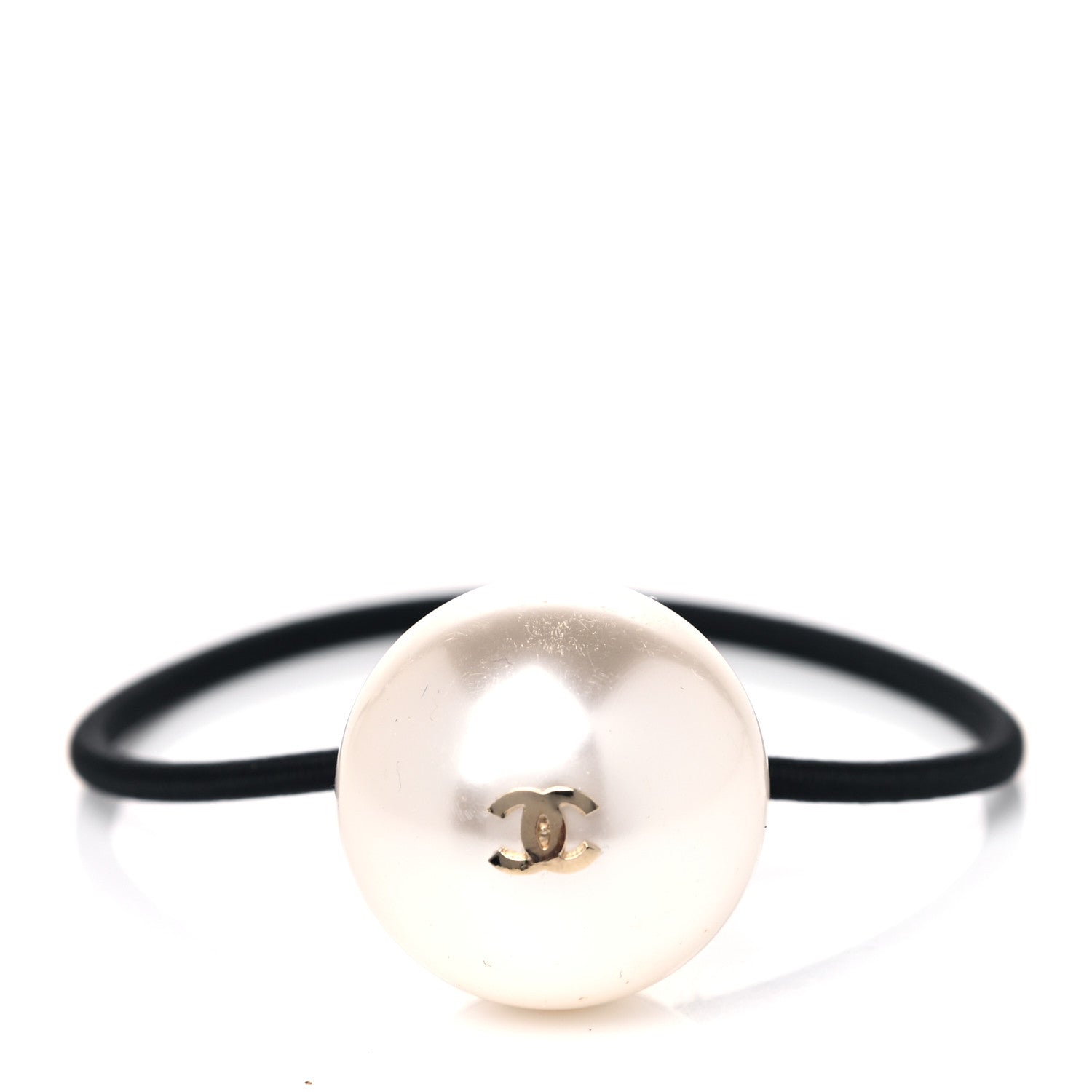 Chanel Pearl CC Hair Tie Black White 4 of 6
