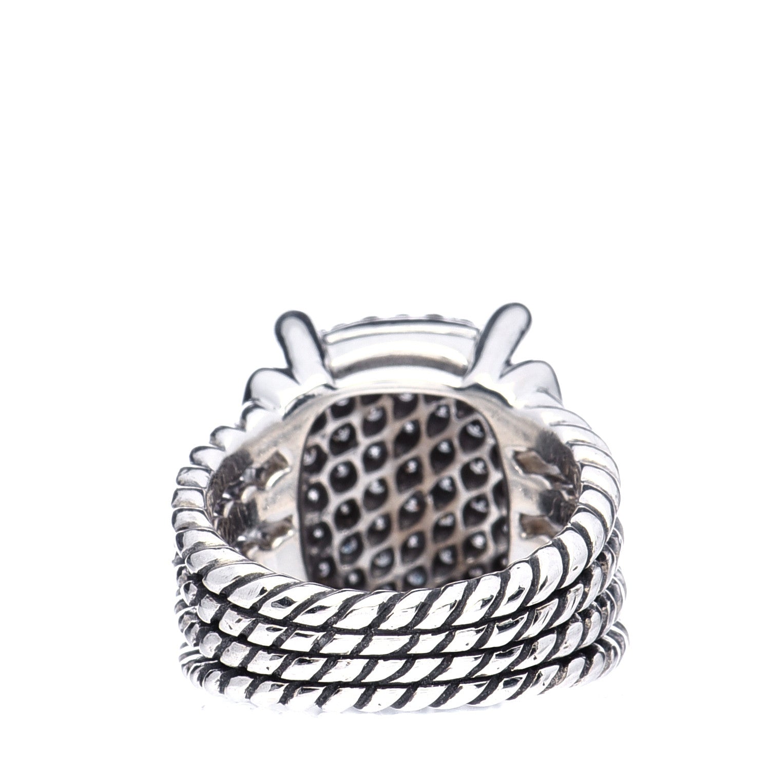 David Yurman Sterling Silver Diamond 16mm Wheaton Ring 52 6 3 of 6