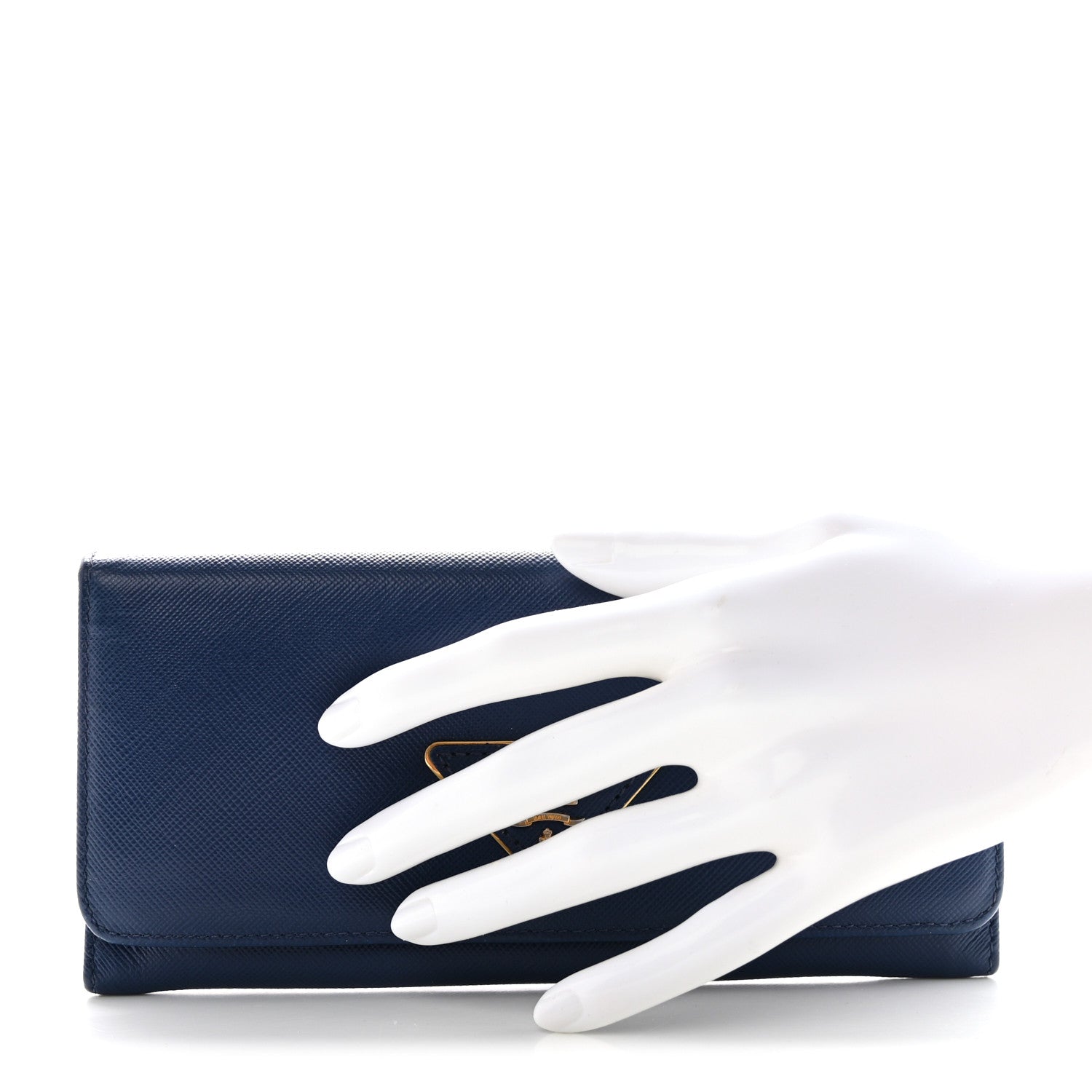 Prada Saffiano Triangle Continental Flap Wallet Bleuette 2 of 6