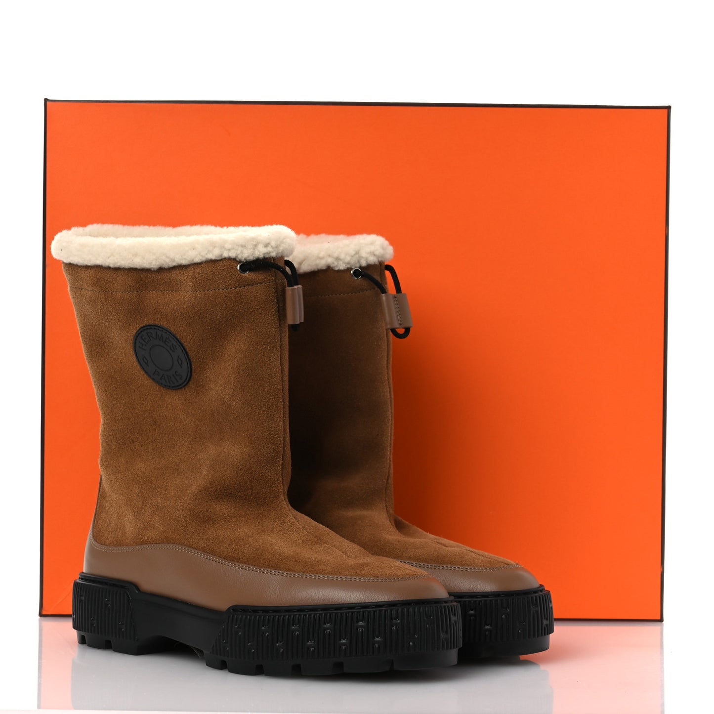 Suede Shearling Calfskin Womens Journey Ankle Boots 36 Brun Fumé 36 Ecru