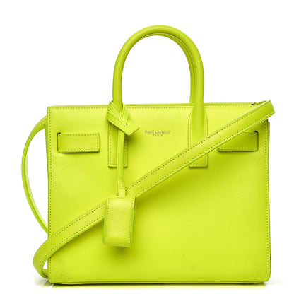 Saint Laurent Calfskin Nano Sac De Jour Neon Yellow 1 of 16
