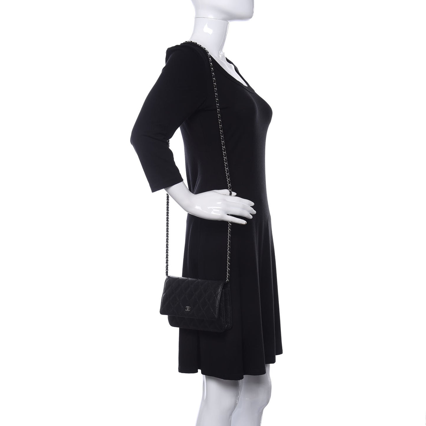 Caviar Quilted Wallet On Chain WOC Black