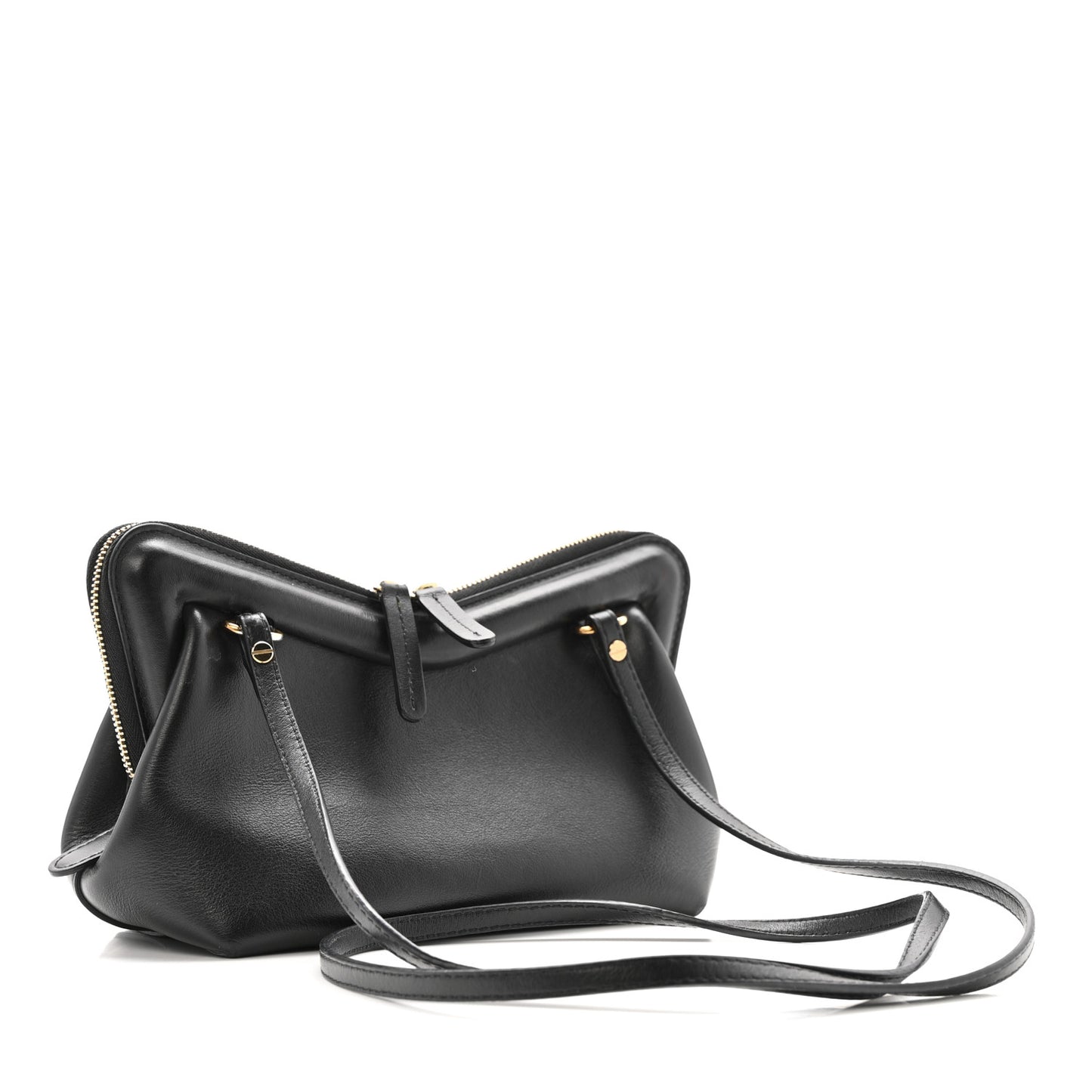 Smooth Calfskin Mini M Frame Crossbody Bag Black Flamma