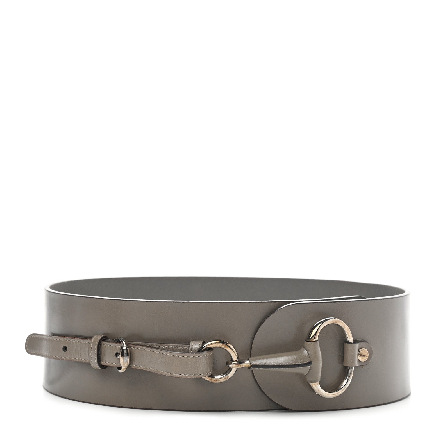 Gucci Calfskin Horsebit Wide Belt 80 32 Grey 1 of 6