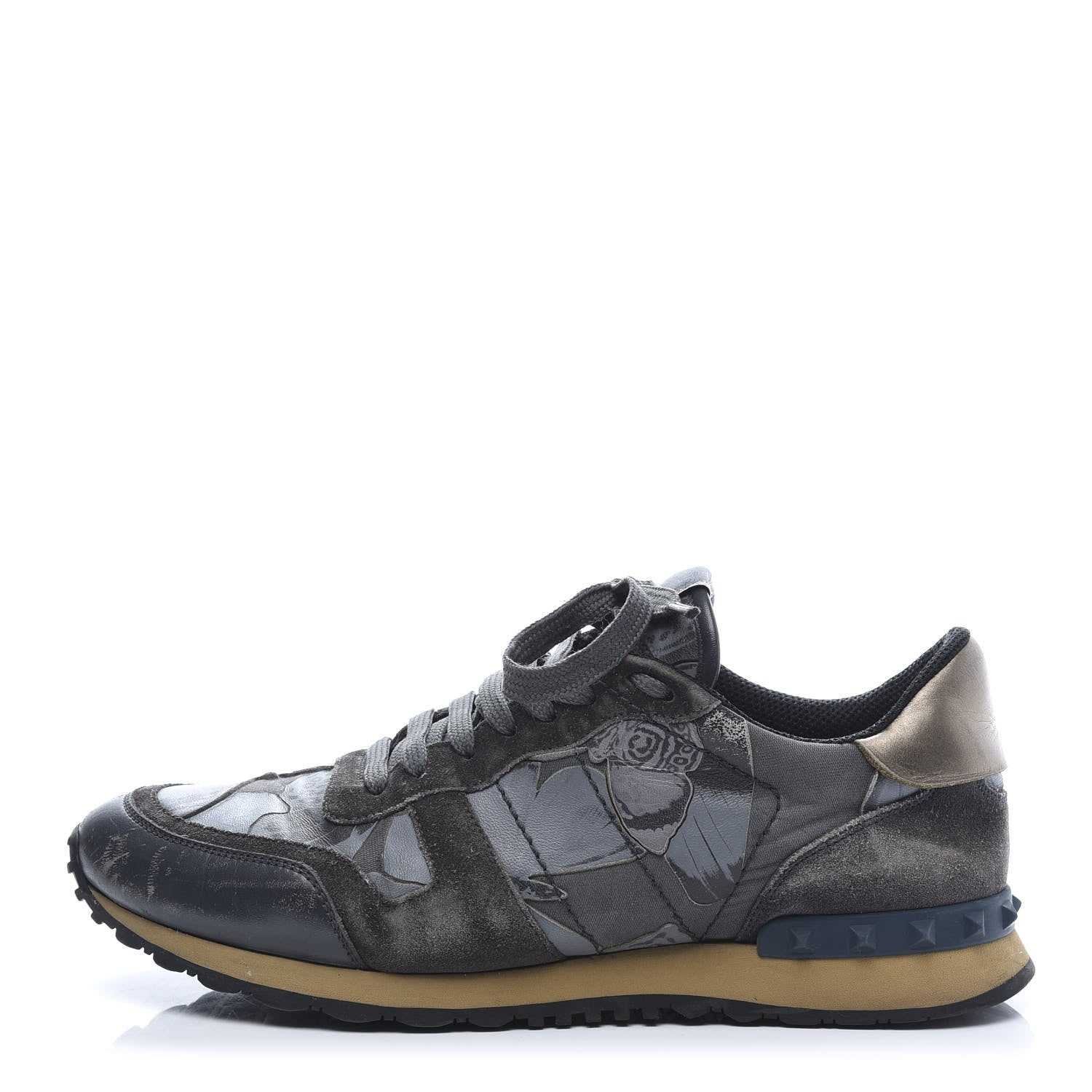 Valentino Garavani Fabric Suede Butterfly Mens Rockrunner Sneakers 42 Blue 1 of 11