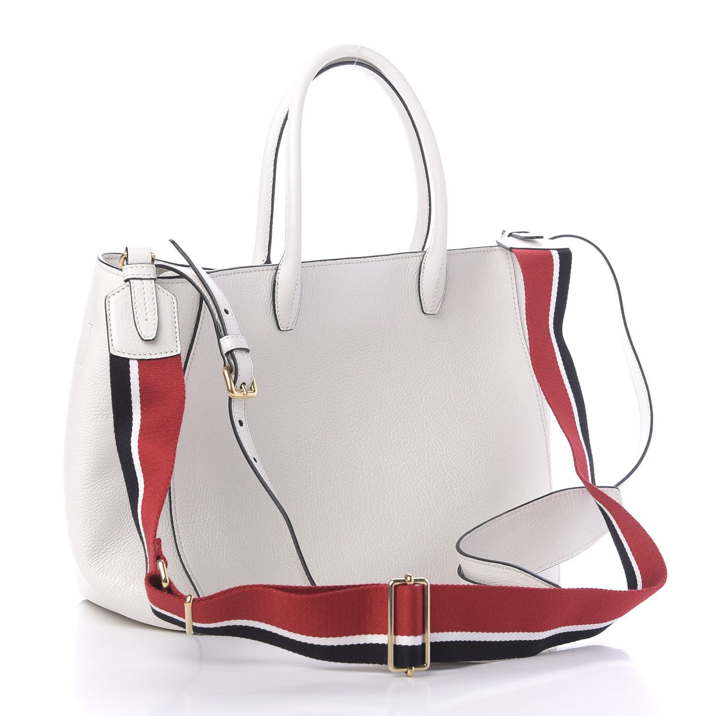 Goatskin Madras Zip Tote White