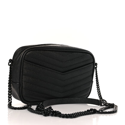 Saint Laurent Grain De Poudre Matelasse Monochrome Monogram Mini Lou Camera Bag Black 4 of 12