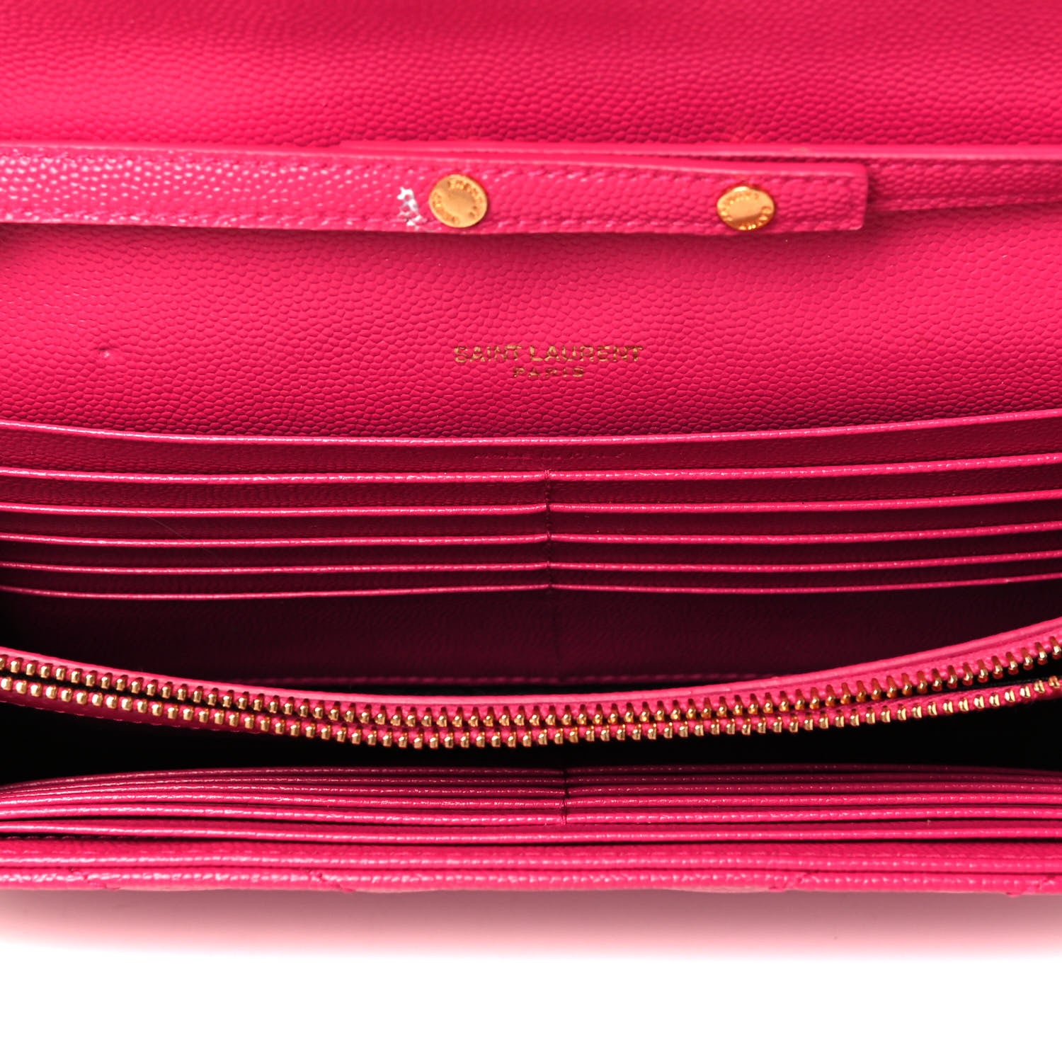 Saint Laurent Grain De Poudre Matelasse Chevron Monogram Chain Wallet Bubblegum 5 of 12