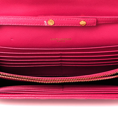 Saint Laurent Grain De Poudre Matelasse Chevron Monogram Chain Wallet Bubblegum 5 of 12