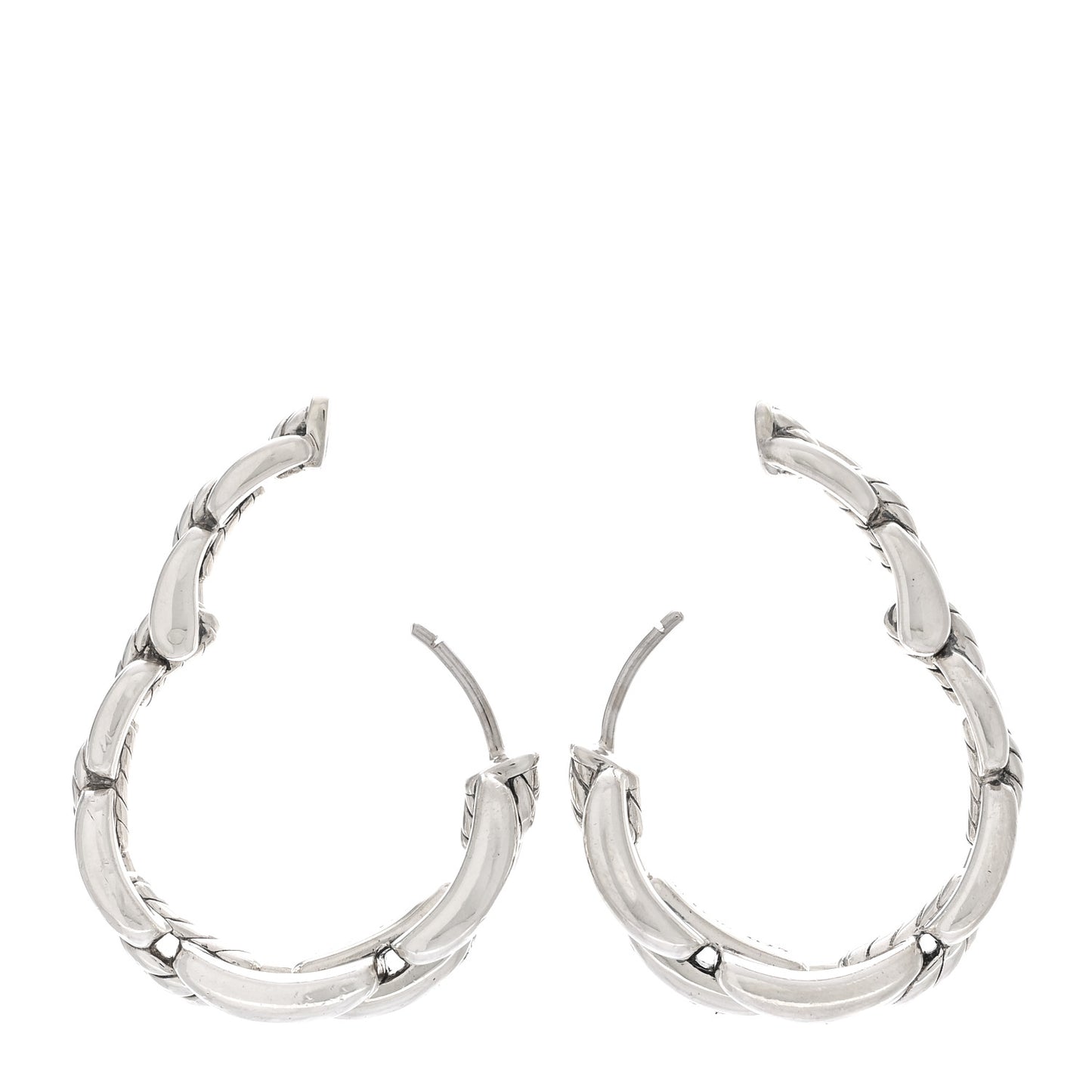 Sterling Silver Diamond 23mm Wellesley Hoop Earrings
