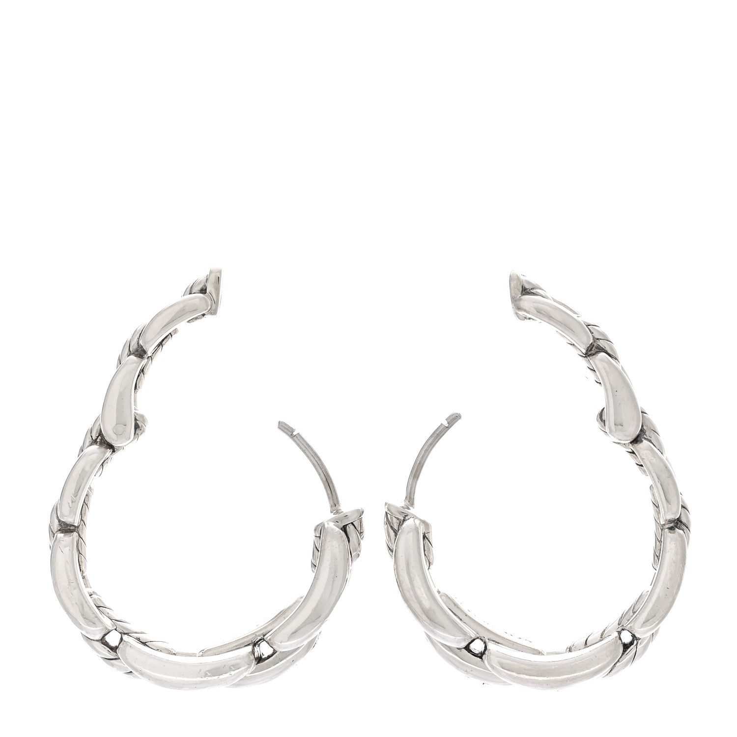 David Yurman Sterling Silver Diamond 23mm Wellesley Hoop Earrings 3 of 4